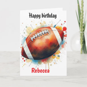 Carte Funky Football Aquarelle Splas Anniversaire Gridir