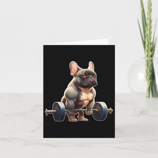 Carte Funky French Bulldog Bodybuilding Gym Frenchie Wei (Devant)