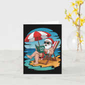 Carte Funky Hawaii Beach Noël En Juillet Père Noël Lectu (Fleur jaune)