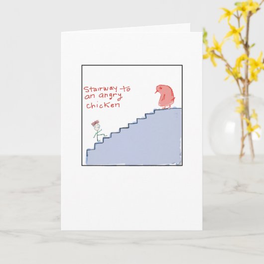 Carte Funky Illustrated Angry Chicken (Fleur jaune)