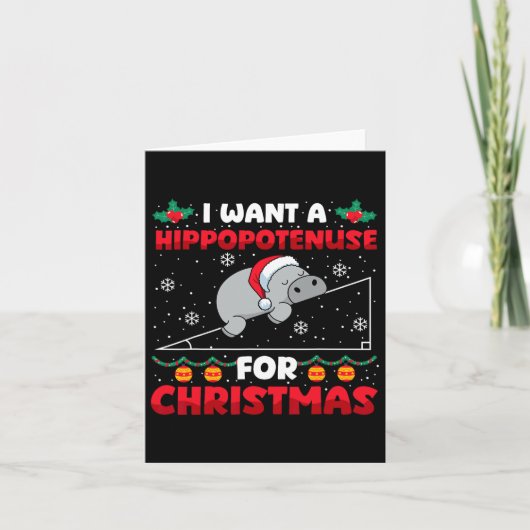 Carte Funky Noël Math Enseignant Hippopoténose Math Lo (Devant)