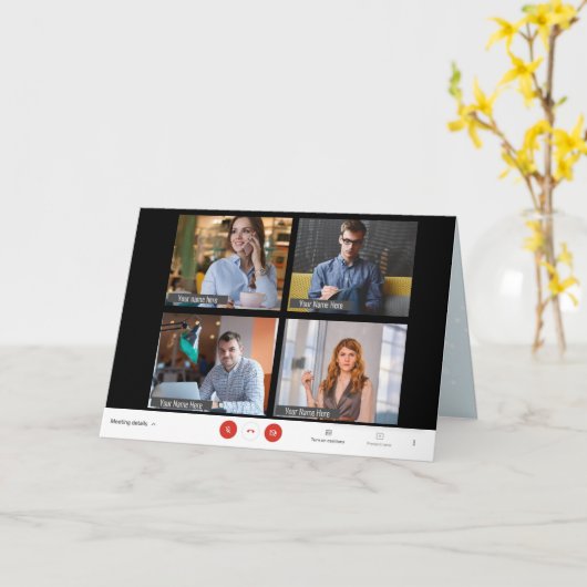 Carte Funky Online Zoom Réunion Noël (Fleur jaune)