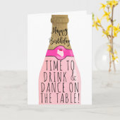 Carte Funky or rose bulle illustration anniversaire (Fleur jaune)