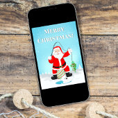 Carte Funky Père Noël Pêche Sur Glace Avec Ours Polaire