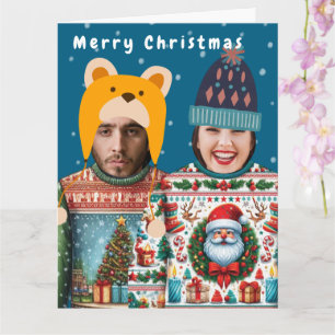 Carte Funky Photo Personnalisée Noël Jumper Holiday
