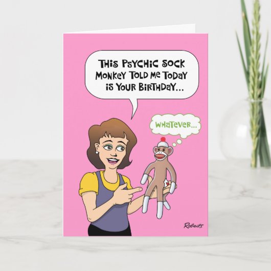 Carte Funky Psychic Sock Singe Anniversaire (Devant)