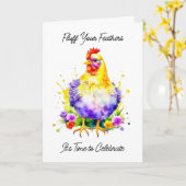 Carte Funky Puns de poulet Anniversaire (Fleur jaune)