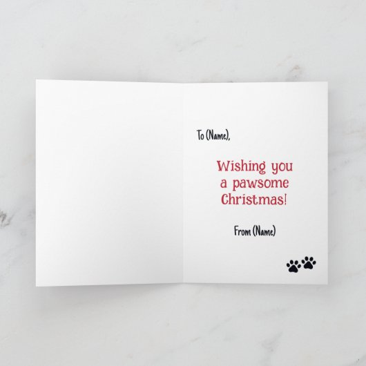 Carte Funky Red Fawn French Bulldog Père Noël Paws Noël (Intérieur)