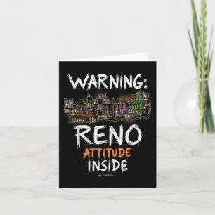 Carte Funky Reno Nevada Night Skyline Vintage