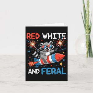 Carte Funky Rouge Blanc & ; Feral Raccoon 4 juillet M