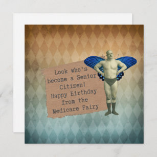 Carte Funky Vintage Fairy Senior Birthday Card