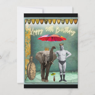 Carte Funky Vintage Strongman 50e anniversaire