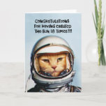 Carte Funny 18th Birthday Card<br><div class="desc">Funny 18th Birthday Greeting Card for an 18 year old avec rétro NASA space cat</div>