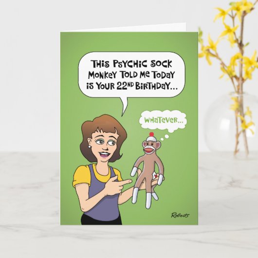 Carte Funny 22e anniversaire (Fleur jaune)