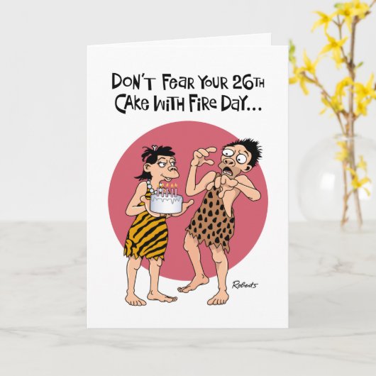 Carte Funny 26e anniversaire (Fleur jaune)