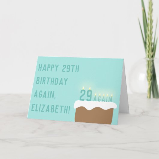 Carte Funny 29 Encore Anniversaire Cake Candles mignonet (Devant)