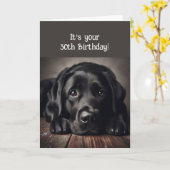 Carte Funny 30e anniversaire, Labrador Retriever (Fleur jaune)