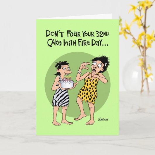 Carte Funny 32e anniversaire (Fleur jaune)