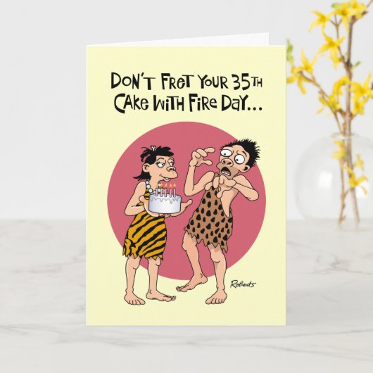 Carte Funny 35e anniversaire (Fleur jaune)