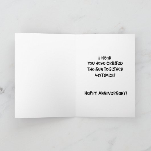 Carte Funny 40ème anniversaire de Mariage (Intérieur)
