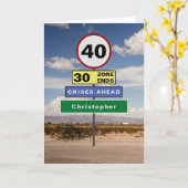 Carte Funny 40th Birthday Humour Road Signes Ajouter vot (Fleur jaune)