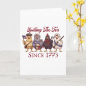 Carte Funny 4th of July Chickens Spilling Tea Since 1773 (Fleur jaune)