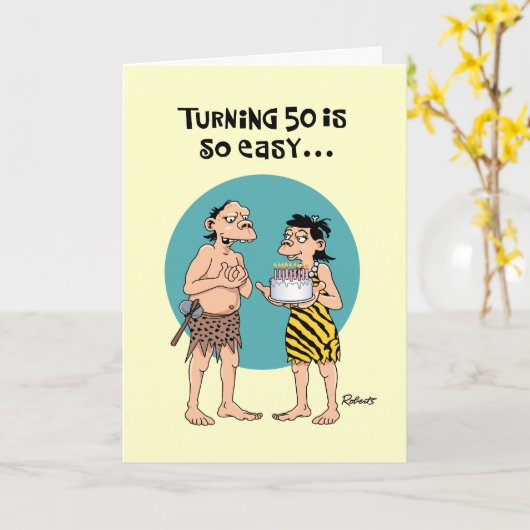 Carte Funny 50e anniversaire (Fleur jaune)
