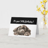 Carte Funny 50e anniversaire, Labrador Retriever (Fleur jaune)