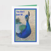Carte Funny 50e Anniversaire Peacock Card pour femmes (Devant)