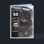 Carte Funny 50th Birthday Cat Card<br><div class="desc">Funny 50th Birthday Cat Card</div>