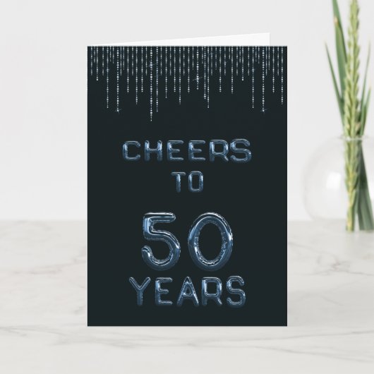 Carte Funny 50th Birthday Cheers to Fifty Years Blue (Devant)
