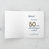 Carte Funny 50th Birthday Cheers to Fifty Years Blue (Intérieur)
