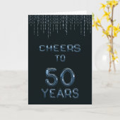 Carte Funny 50th Birthday Cheers to Fifty Years Blue (Fleur jaune)