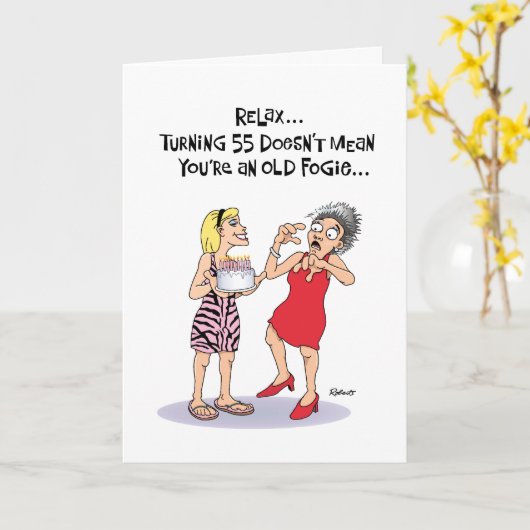 Carte Funny 55e anniversaire (Fleur jaune)