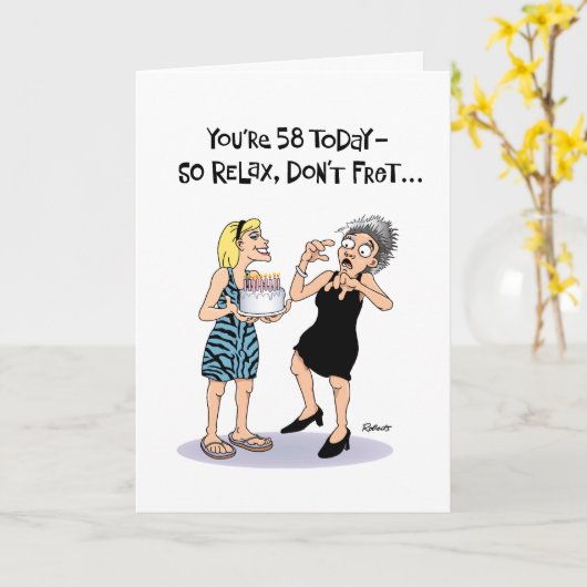 Carte Funny 58e anniversaire (Fleur jaune)