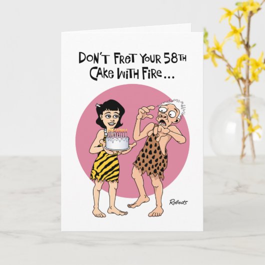 Carte Funny 58e anniversaire (Fleur jaune)