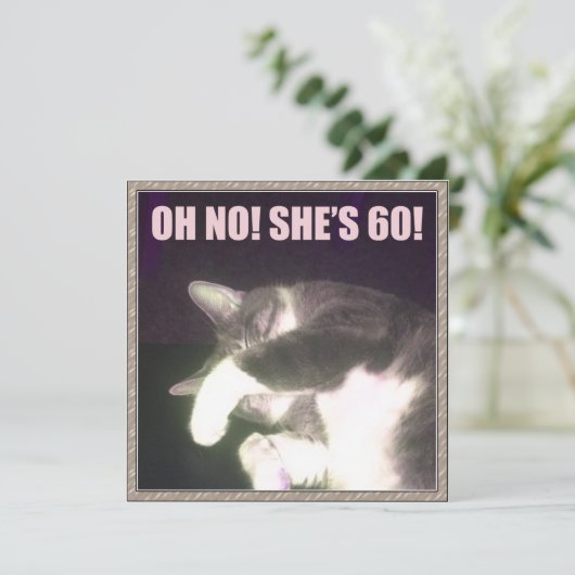 Carte Funny 60e anniversaire (Chat) (Debout devant)