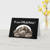Carte Funny 60e anniversaire, Labrador Retriever (Fleur jaune)