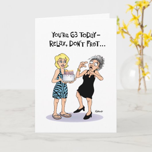 Carte Funny 63ème anniversaire (Fleur jaune)