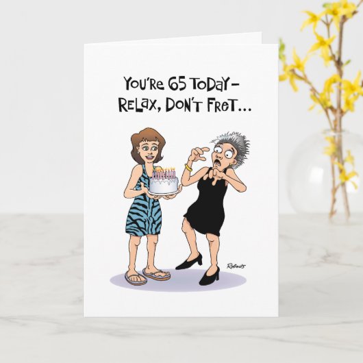 Carte Funny 65e anniversaire (Fleur jaune)
