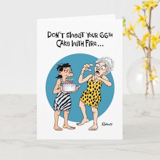 Carte Funny 66e anniversaire (Fleur jaune)