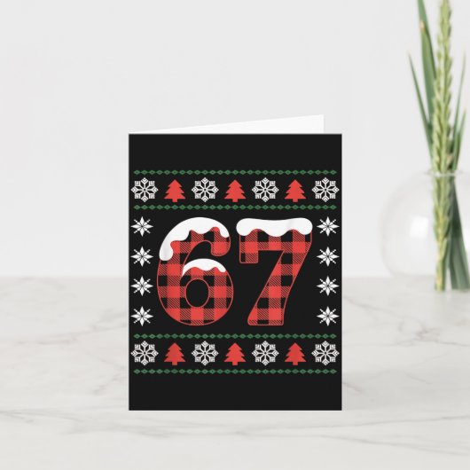 Carte Funny 67 Buffalo Plaid Christmas Snow Ugly Sweater (Devant)