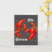 Carte Funny 67 Mardi Gras Crawfish Meme 6 7 Beads Six Se (Fleur jaune)