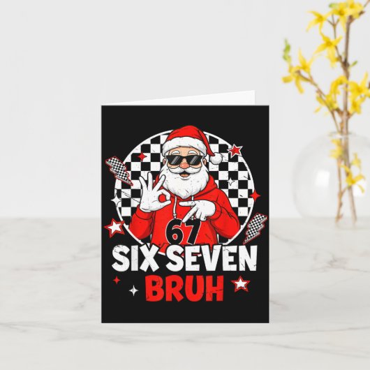 Carte Funny 67 Meme Six Seven Christmas Bruh Santa Kids (Fleur jaune)