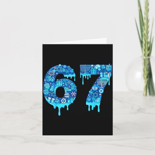 Carte Funny 67 Six Seven 6 7 Happy Hanukkah Jewish Chanu (Devant)