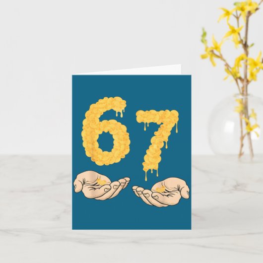 Carte Funny 67 Six Seven Cheesy Mac & Cheese 6 7 Kid (Fleur jaune)