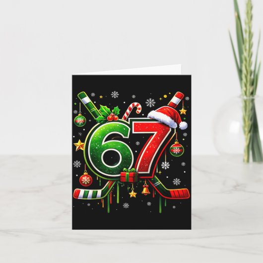 Carte Funny 67 Six Seven Christmas Ice Hockey  (Devant)