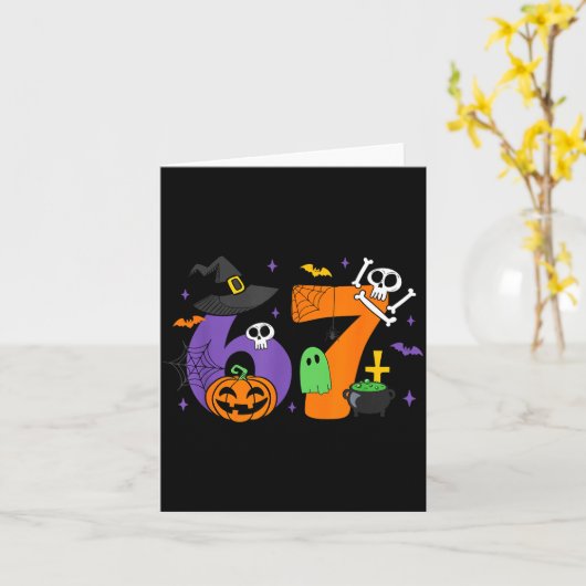 Carte Funny 67 Six Seven Halloween Meme Gen Alpha (Fleur jaune)
