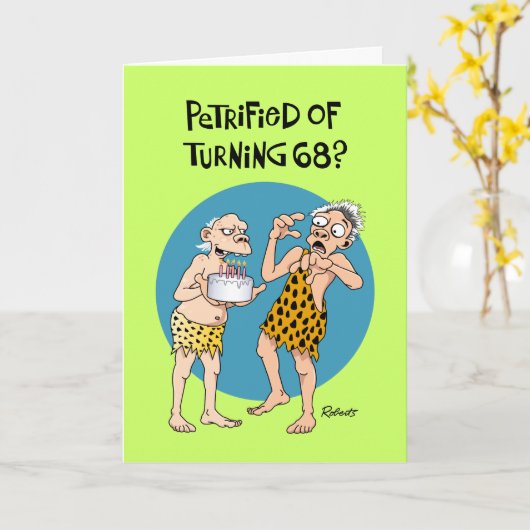 Carte Funny 68e anniversaire (Fleur jaune)