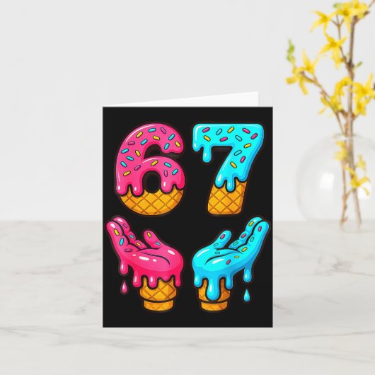 Carte Funny 6 7 67 Six Seven Meme  (Fleur jaune)